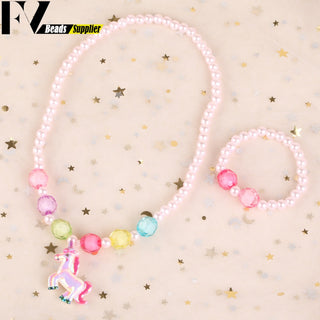 33 Style Colorful Wooden Cute Animal Flower Cartoon Children's Necklace Bracelet Girl's Child Jewelry Kids Toys Birthday Gifts Alodia Store