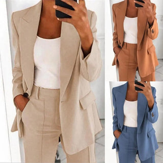 Elegant Jacket Women Suit Jacket Solid Color Turndown Collar Alodia Store