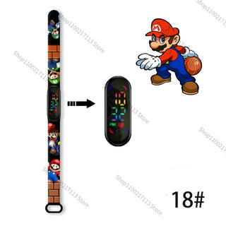 Super Mario children‘s Watch Cartoon Anime Character Luigi Luminous Bracelet Watch LED Touch Waterproof Sports kids watch gifts Alodia Store
