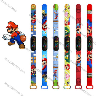 Super Mario children‘s Watch Cartoon Anime Character Luigi Luminous Bracelet Watch LED Touch Waterproof Sports kids watch gifts Alodia Store
