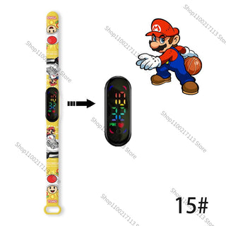 Super Mario children‘s Watch Cartoon Anime Character Luigi Luminous Bracelet Watch LED Touch Waterproof Sports kids watch gifts Alodia Store