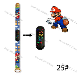 Super Mario children‘s Watch Cartoon Anime Character Luigi Luminous Bracelet Watch LED Touch Waterproof Sports kids watch gifts Alodia Store