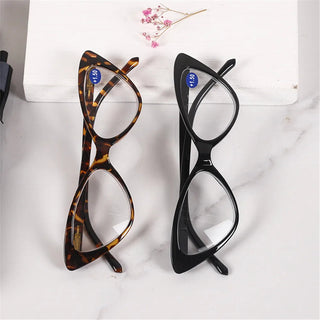 Women Cat Eye Reading Glasses Anti Blue Light Magnifying Computer Glasses Clear Lens Black Leopard Frame Plus Reading Glasses Alodia Store