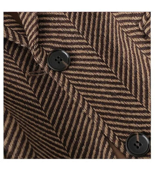 Women Coffee Stripe Formal Blazer business New Alodia Store