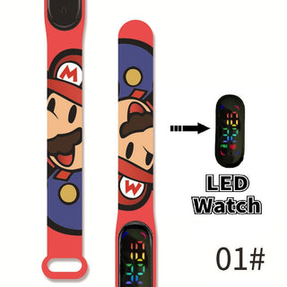 Super Mario children‘s Watch Cartoon Anime Character Luigi Luminous Bracelet Watch LED Touch Waterproof Sports kids watch gifts Alodia Store