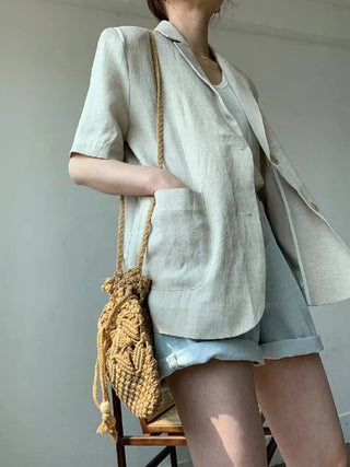 Cotton Linen Short-sleeved Coat Loose Alodia Store