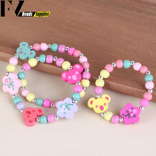 33 Style Colorful Wooden Cute Animal Flower Cartoon Children's Necklace Bracelet Girl's Child Jewelry Kids Toys Birthday Gifts Alodia Store