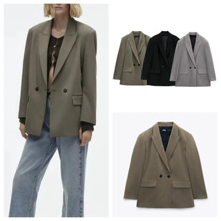 Fashion Suit Lapel Loose Double Breasted Blazer Alodia Store