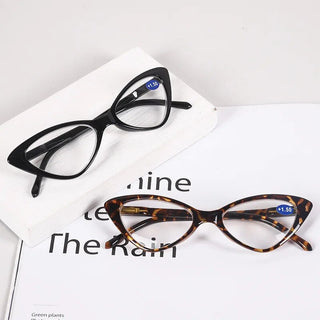 Women Cat Eye Reading Glasses Anti Blue Light Magnifying Computer Glasses Clear Lens Black Leopard Frame Plus Reading Glasses Alodia Store