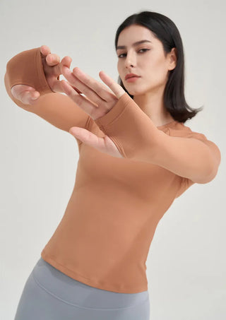 SOISOU Nylon Gym Top Yoga Shirt Fitness Sport Women Clothing Elastic Breathable Pilates Long Sleeve Tops 5 Colors 4 Size Alodia Store