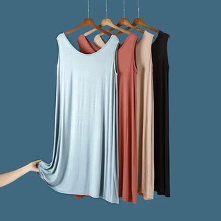 3XL-6XL  Modal Bamboo Fiber Thin Nightdress 2023 Sleeveless Nightgown Alodia Store