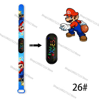 Super Mario children‘s Watch Cartoon Anime Character Luigi Luminous Bracelet Watch LED Touch Waterproof Sports kids watch gifts Alodia Store