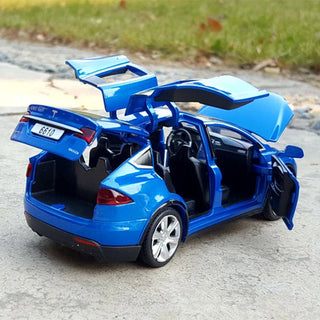 1:32 Tesla Model-X Alloy Car Diecast Sound And Light Pull Back Model Toy Vehicle Metal Car Simulation Alodia Store