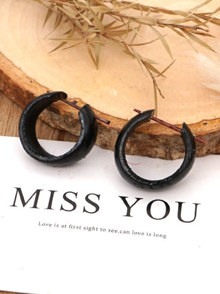 Go2BoHo Black New Fashion Natural Wooden Ear Decoration Loop Hippy Style Earrings for Man and Women Jewelry as Gift Alodia Store