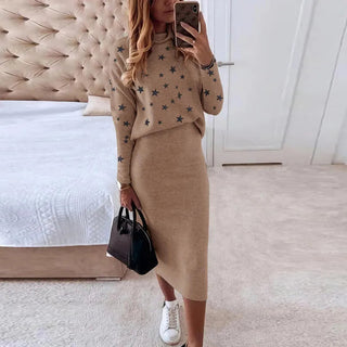 Autumn Winter Women's Knitted Sweater Skirt Two Piece Set Women Alodia Store