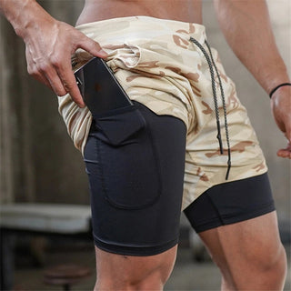 2023 Camo Running Shorts Men 2 In 1 Double-deck Quick Dry GYM Sport Shorts Fitness Jogging Workout Shorts Men Sports Short Pants Alodia Store