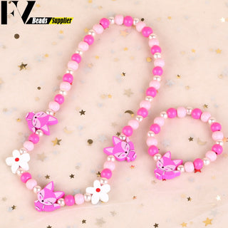 33 Style Colorful Wooden Cute Animal Flower Cartoon Children's Necklace Bracelet Girl's Child Jewelry Kids Toys Birthday Gifts Alodia Store
