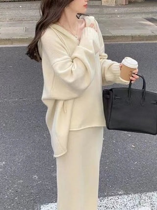 2 Piece Women Knitted Sweater Suits Winter Fashion Korean Alodia Store