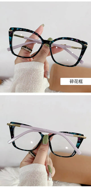 Women Cat Eye Plain Glass Spectacles Stylish Computer Glasses Anti Blue Light Luxury Optical Frame Fashion Eyewear for Ladies Alodia Store