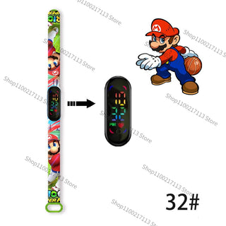 Super Mario children‘s Watch Cartoon Anime Character Luigi Luminous Bracelet Watch LED Touch Waterproof Sports kids watch gifts Alodia Store
