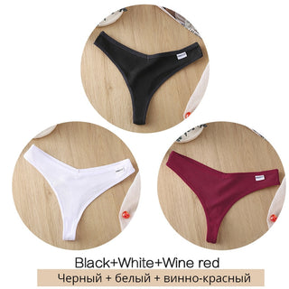 3Pcs/Set Women Cotton Thongs Panties Sexy Low Waist G-String Briefs Ladies lringerie. ALODIA STORE