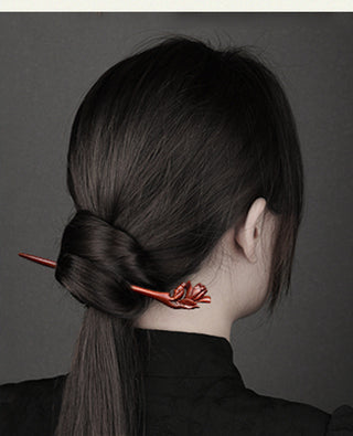 Chinese Wood Hair Sticks Hair Barrettes Red Sandalwood Rabbit Clips Vintage Style Hairpin Accessories for Women Bun Maker ML Alodia Store