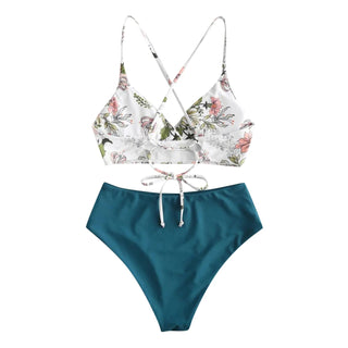 Summer Beach Wear Suit Female Flower Print Split Sets New Ladies Alodia Store