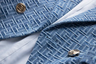 Geometric Pattern Denim Jackets Alodia Store