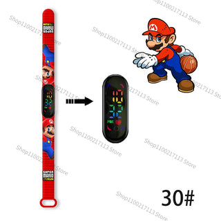 Super Mario children‘s Watch Cartoon Anime Character Luigi Luminous Bracelet Watch LED Touch Waterproof Sports kids watch gifts Alodia Store