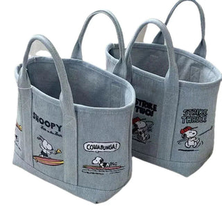 Snoopy Embroidered Denim Women's Tote Bag Cartoon Alodia Store