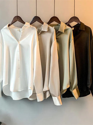 Spring 2021 Womens Clothing Silk Shirt Vintage Blouse Women Sheer Top Women Longsleeve Dress Shirt clothes Woman Overshirt Alodia Store