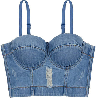 Sexy short Denim Halter crop top women vintage summer alodia store