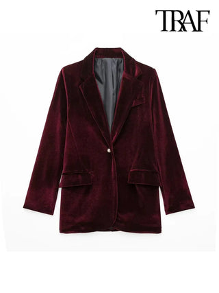 Velvet Blazer Coat Vintage Alodia Store