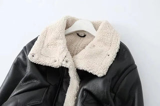 Faux Leather Coat Vintage Alodia Store