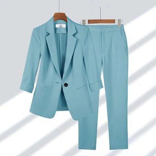 Women's Summer Thin Fashion Suit Jacket Pants Two-piece Alodia Store