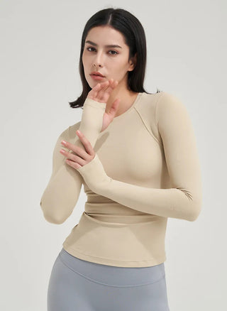 SOISOU Nylon Gym Top Yoga Shirt Fitness Sport Women Clothing Elastic Breathable Pilates Long Sleeve Tops 5 Colors 4 Size Alodia Store