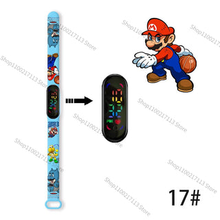 Super Mario children‘s Watch Cartoon Anime Character Luigi Luminous Bracelet Watch LED Touch Waterproof Sports kids watch gifts Alodia Store