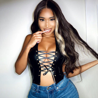 Top Sexy Women Leather Hollow Out Alodia Store