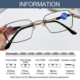 Anti-Blue Light Reading Glasses Metal High Definition Frame Eye Protection Ultra Light Office Eyeglasses Eyewear For Men Women Alodia Store