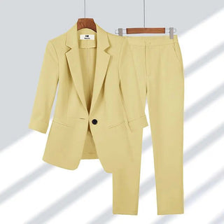 Women's Summer Thin Fashion Suit Jacket Pants Two-piece Alodia Store
