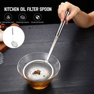 Filter Scoop Stainless Steel Fat Skimmer Spoon Fine Mesh Strainer Food Strainer With Handle Kitchen Oil Skimmer Strainer FU Alodia Store