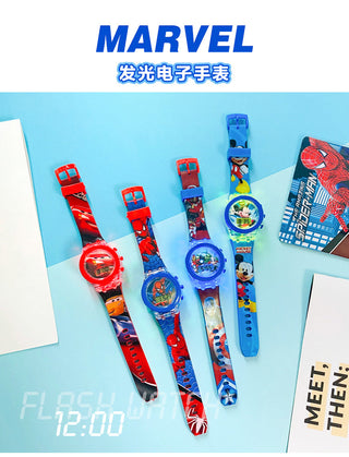 Disney Kid Cartoon Glowing Watch Marvel Spider-Man Boy Unicorn Princess Elsa Flash Electronic Digital Student Toy Clock Relogio Alodia Store