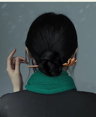 Chinese Wood Hair Sticks Hair Barrettes Red Sandalwood Rabbit Clips Vintage Style Hairpin Accessories for Women Bun Maker ML Alodia Store