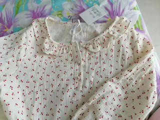 Ruffles Sleep Dress Women Long Sleeve  SLEAPWEAR Alodia Store