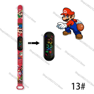 Super Mario children‘s Watch Cartoon Anime Character Luigi Luminous Bracelet Watch LED Touch Waterproof Sports kids watch gifts Alodia Store