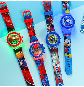 Disney Kid Cartoon Glowing Watch Marvel Spider-Man Boy Unicorn Princess Elsa Flash Electronic Digital Student Toy Clock Relogio Alodia Store
