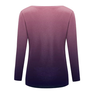 Women Blouse Longsleeve Women'S T-Shirt Fashion Casual Gradient Color Print V-Neck Slim Long Sleeve Top футболка оверсайз Alodia Store