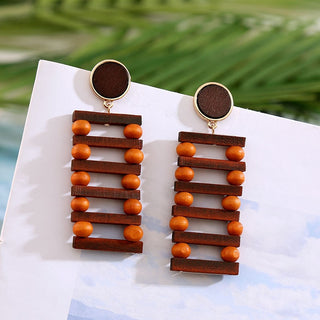 Wooden Vintage Earrings For Women Bohemian Style  Geometric Wood Earrings 2022 Trendy Retro Rattan Earrings Statement Jewelry Alodia Store