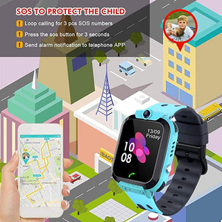 2G Kids Smart Watch SOS Call LBS Tracker Location Sim Card Kid Watch Camera Voice Chat IP68 Waterproof Smartwath Alodia Store
