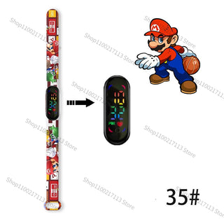Super Mario children‘s Watch Cartoon Anime Character Luigi Luminous Bracelet Watch LED Touch Waterproof Sports kids watch gifts Alodia Store